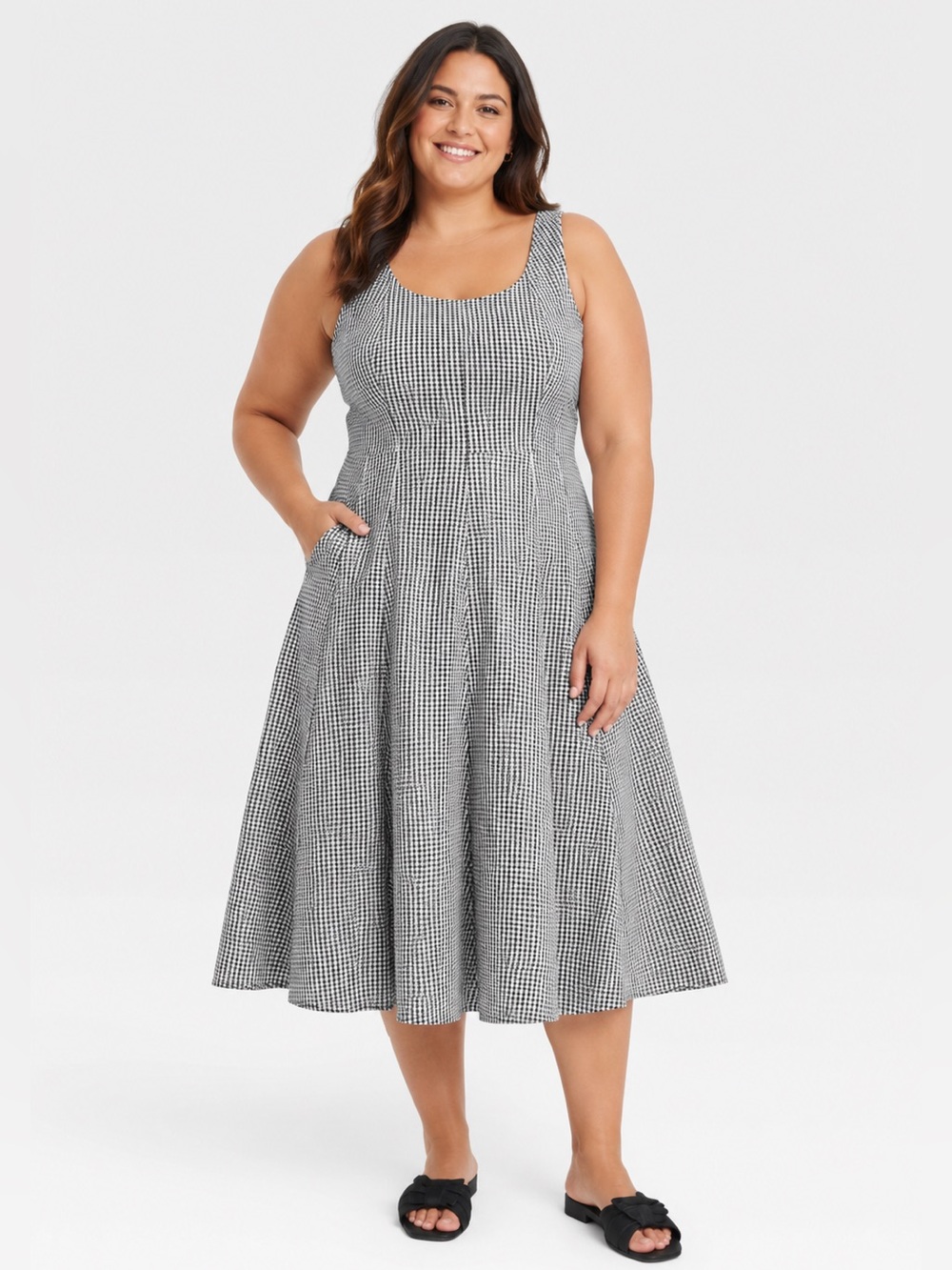 Women's Black and White Checkered gingham Dress